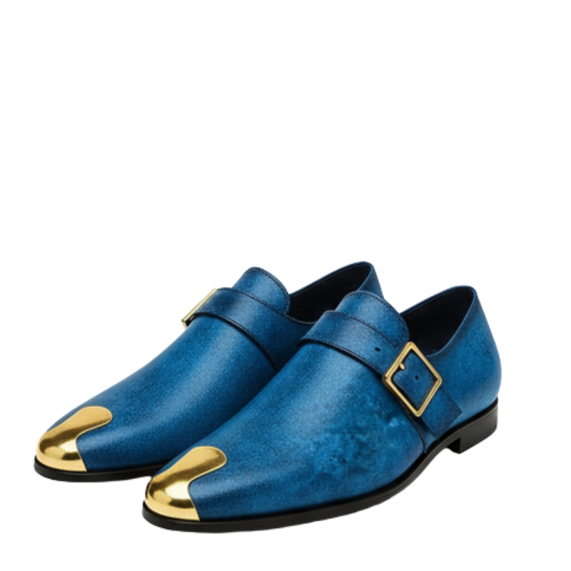 Luxury Oceanic Leather Buckle Loafers With Toe
