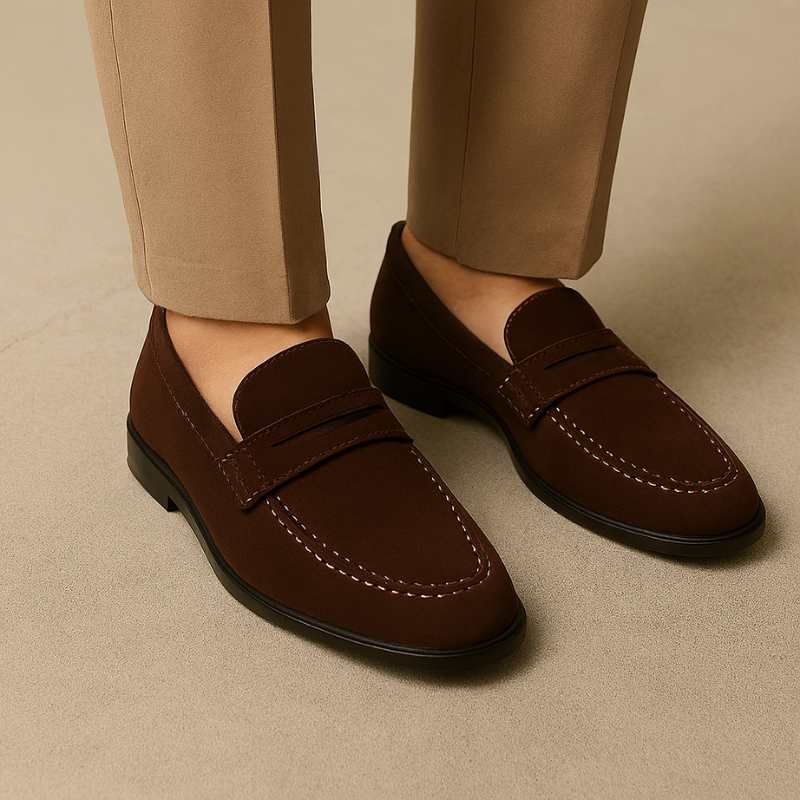 Italian Suede Penny Loafer for Mens