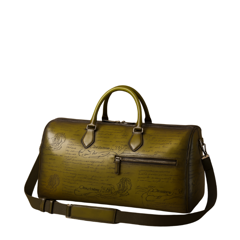 Printed Italian Heritage Duffle Leather Bag