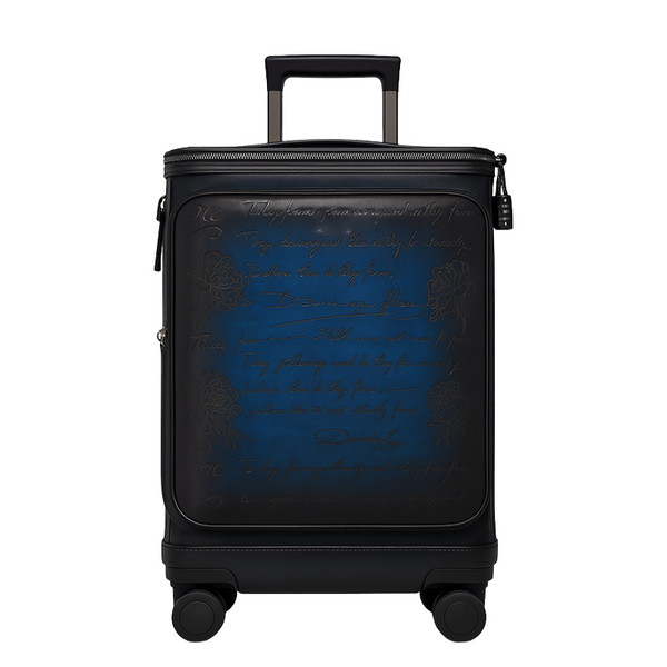 Italian Prestige Leather Printed Trolley Case Travelling Luggage Bag