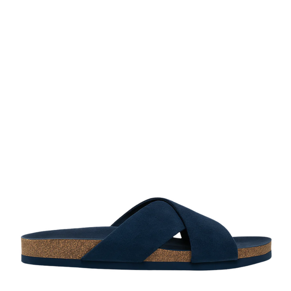 Men s Cross Strap Suede Comfort Slipper - Blue