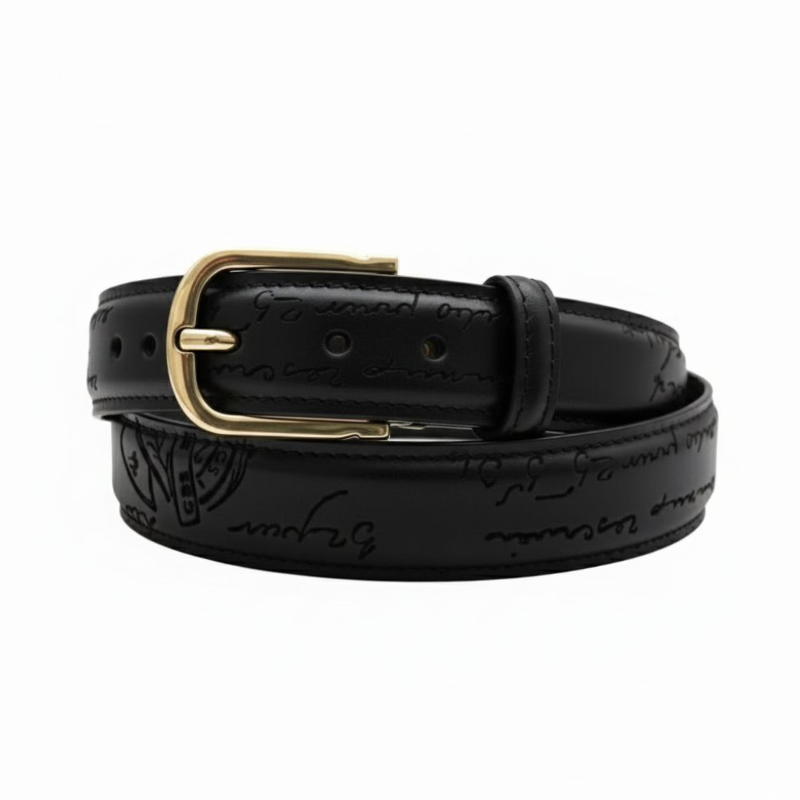 Midnight Script Gold Buckle Belt