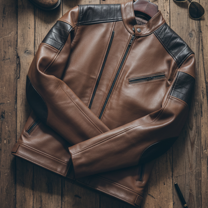 Rider Two-Tone Moto Leather Jacket