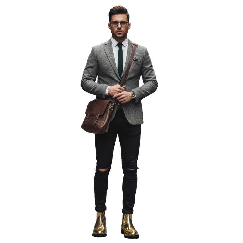 Regal Gold Mirror Brogue Chelsea Boots