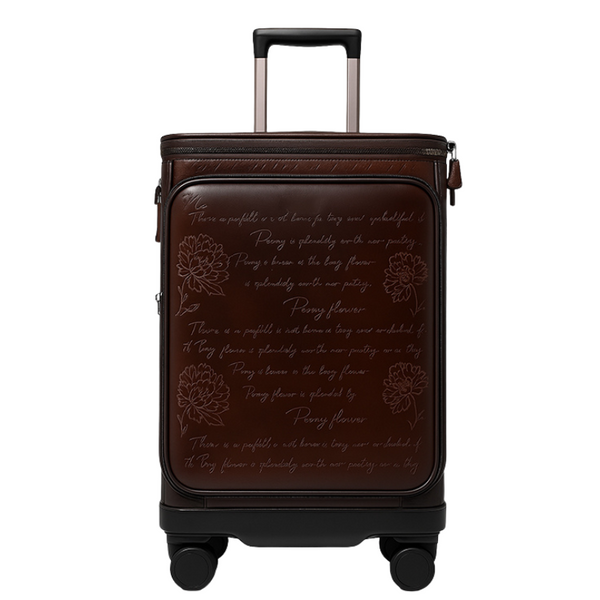 Italian Prestige Leather Printed Trolley Case Travelling Luggage Bag