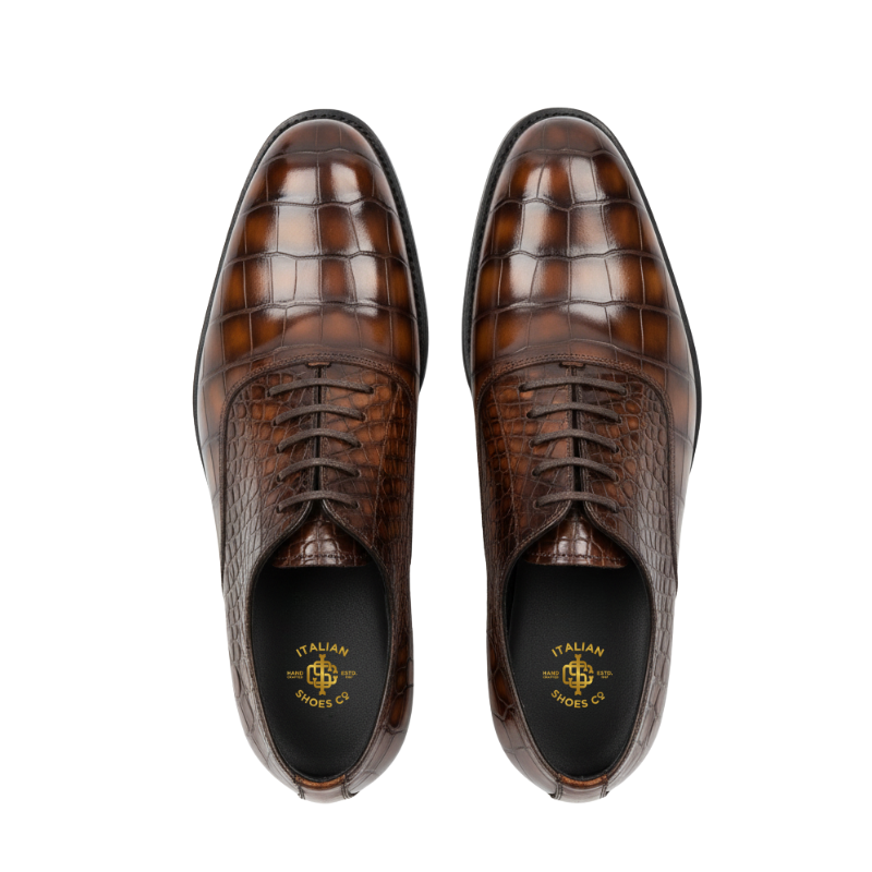Textured Croc Finish Oxford Shoes