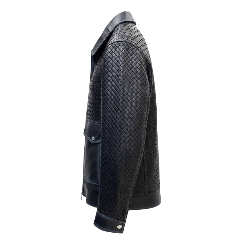Luxury Woven Textured Leather Jacket