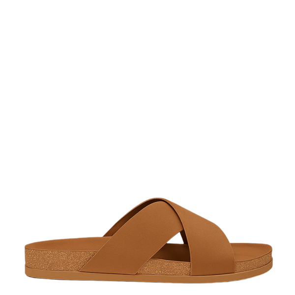 Men s Cross Strap Suede Comfort Slipper - Tan