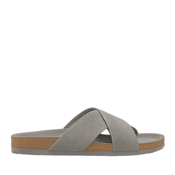 Men s Cross Strap Suede Comfort Slipper - Grey