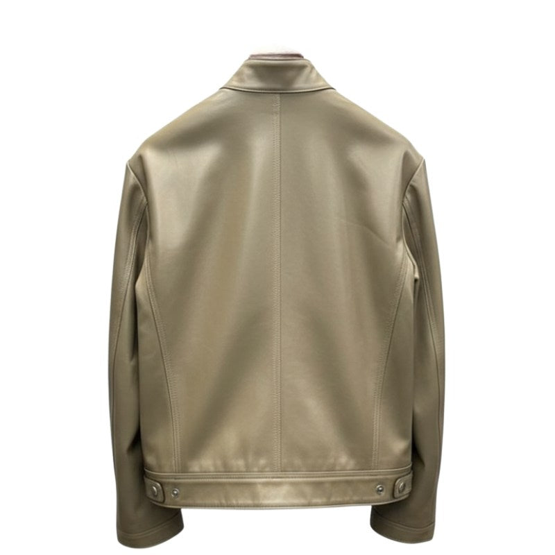 Classic Leather Stand Collar Biker Jacket