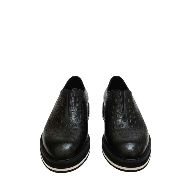 Italian Leather Sneaker with Stylish Hybrid Sole