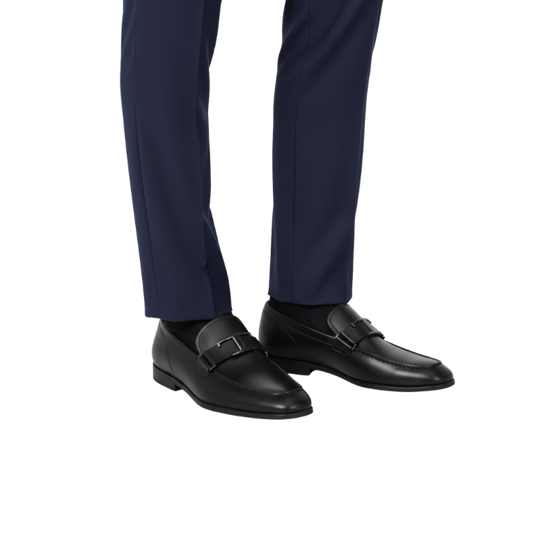 Imperial Noir T Buckle Leather Loafers