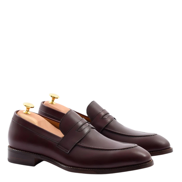Men s Slip On Shoe with Stacked Heel - Burgundy