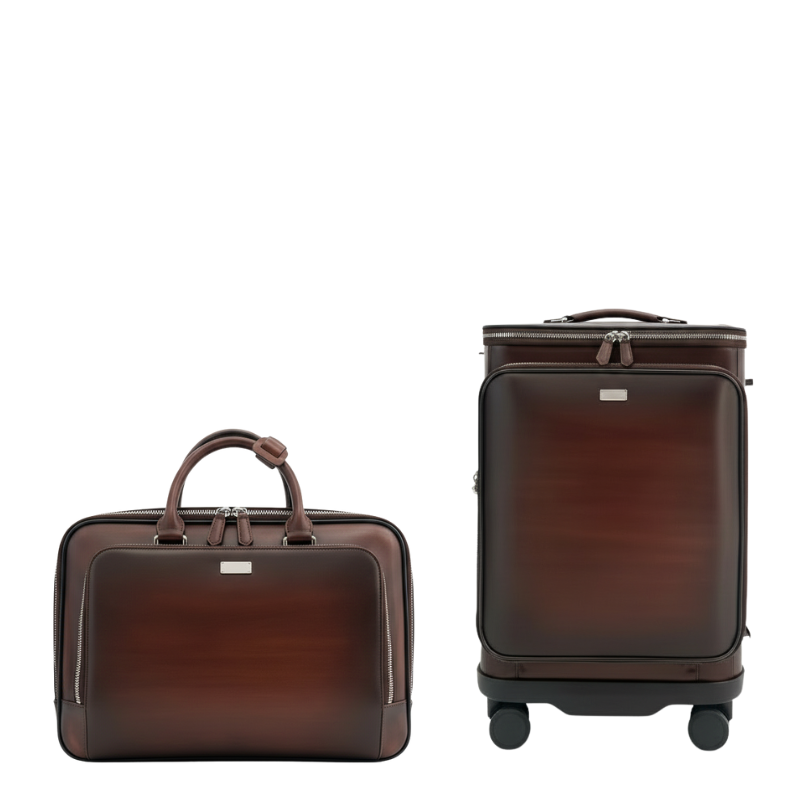 Italian Briefcase and Trolley Executive Luxe Luggage Set