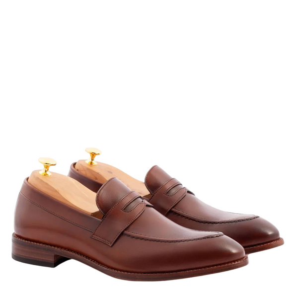 Men s Slip On Shoe with Stacked Heel - Oak