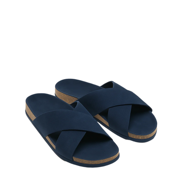 Men s Cross Strap Suede Comfort Slipper