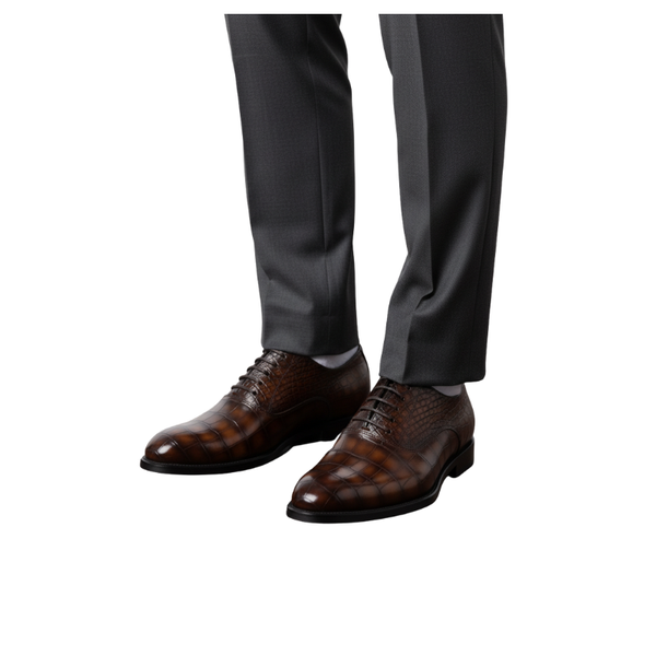 Textured Croc Finish Oxford Shoes