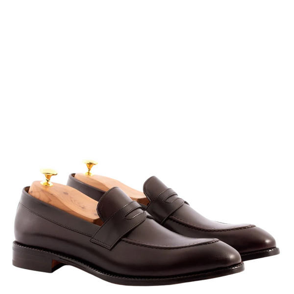 Men s Slip On Shoe with Stacked Heel - Brown