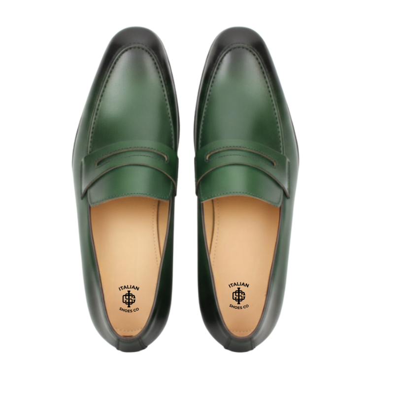 Luxury Emerald Green Penny Loafers