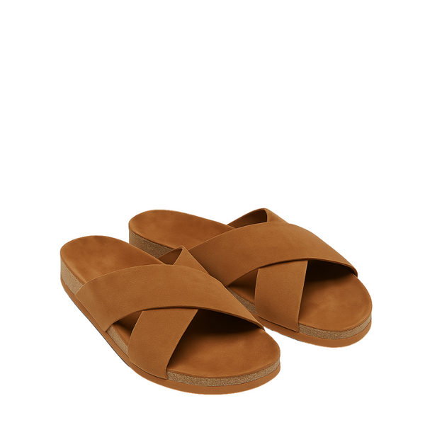 Men s Cross Strap Suede Comfort Slipper
