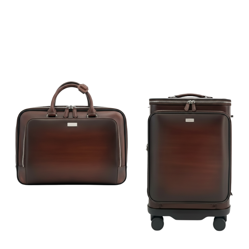 Italian Briefcase and Trolley Executive Luxe Luggage Set
