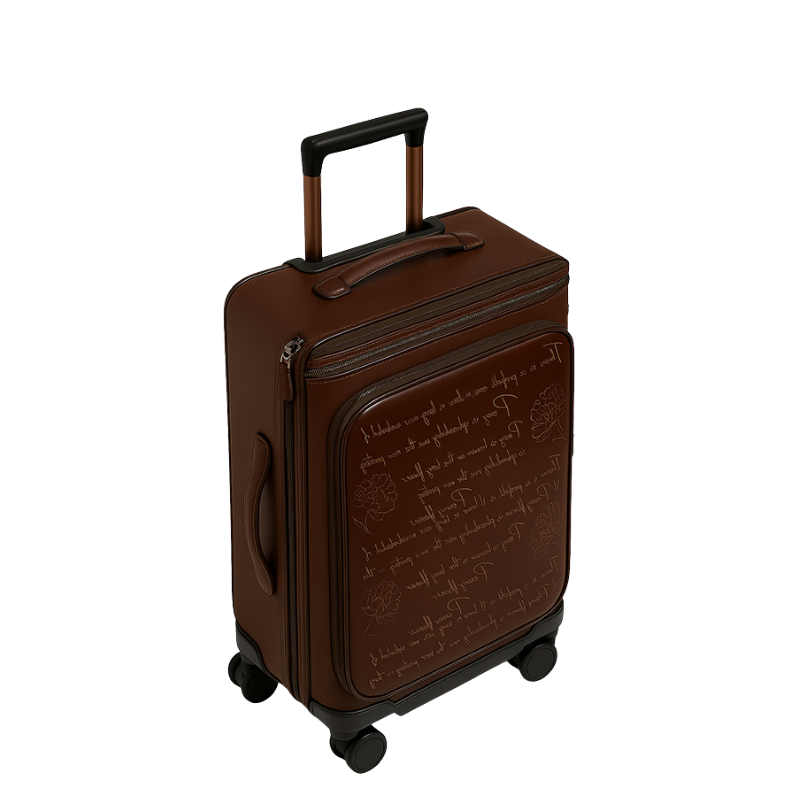 Italian Prestige Leather Printed Trolley Case Travelling Luggage Bag