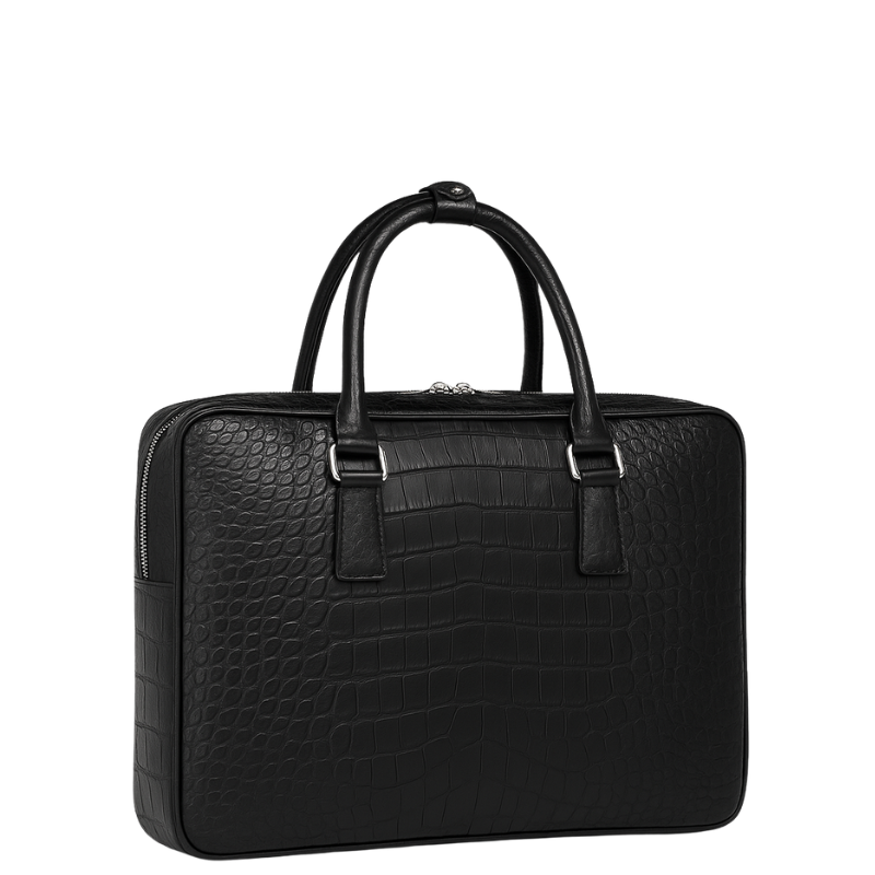 Italian Croco Leather Textured Briefcase Burgundy Edition