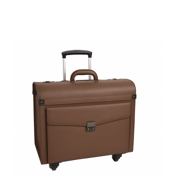 Premium Edition Italian Four Wheel Leather Trolley Bag