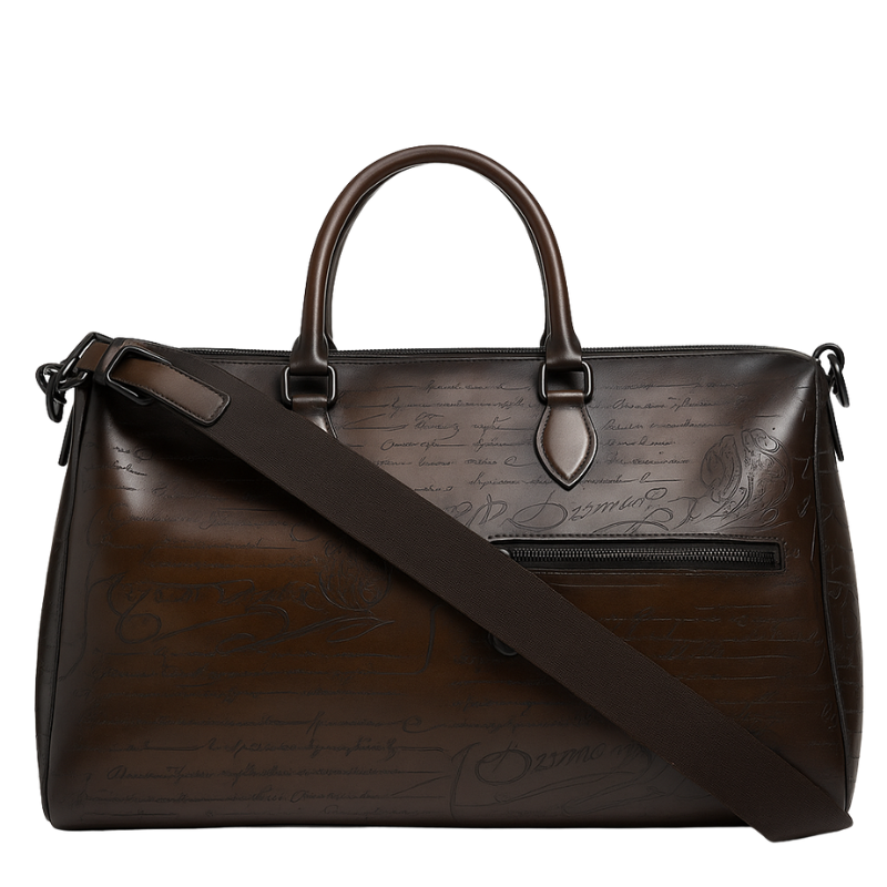 Travel Duffel Leather Dark Brown Luggage Bag