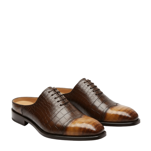 Monarch Croc Embossed Oxford Mules