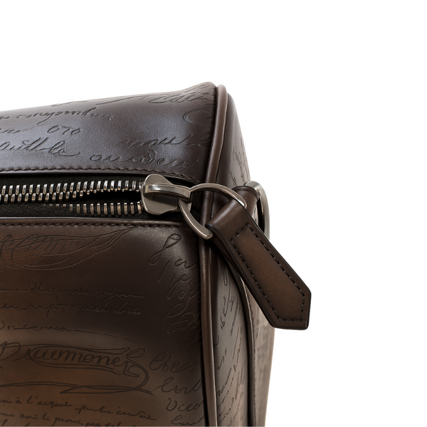 Premium Travel Duffel Leather Luggage Bag - Dark Brown