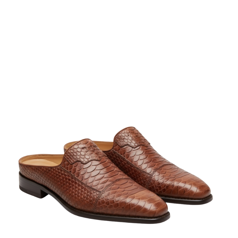 Python Crest Luxe Leather Mules