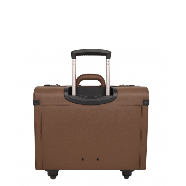 Premium Edition Italian Four Wheel Leather Trolley Bag - Brown
