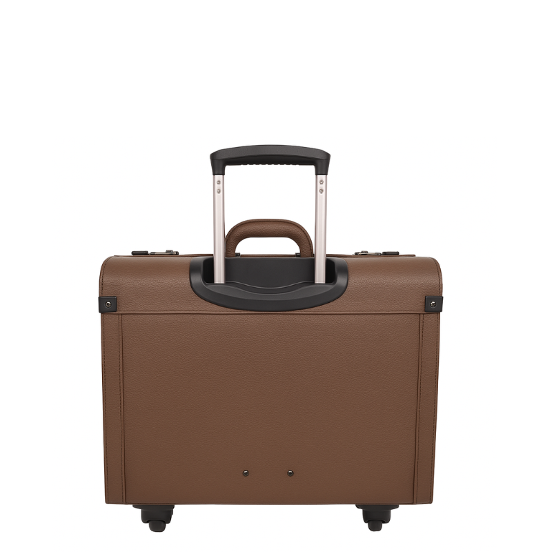 Premium Edition Italian Four Wheel Leather Blue Trolley Bag