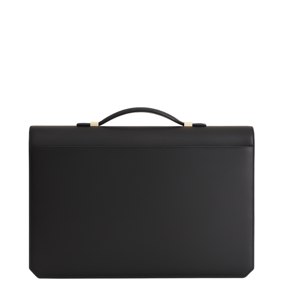 Men s Double Compartment Classy Tan Briefcase - Black
