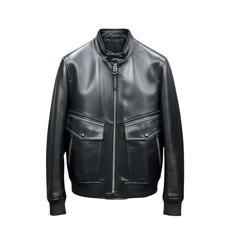 Italian Leather Stylish Bomber Jacket