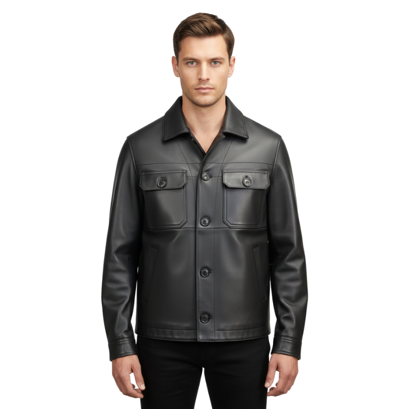 Men’s Luxury Leather Shirt Jacket