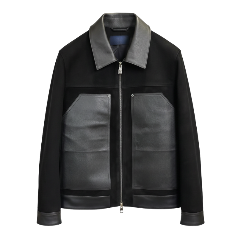 Midnight Dual-Tone Leather Bomber Jacket