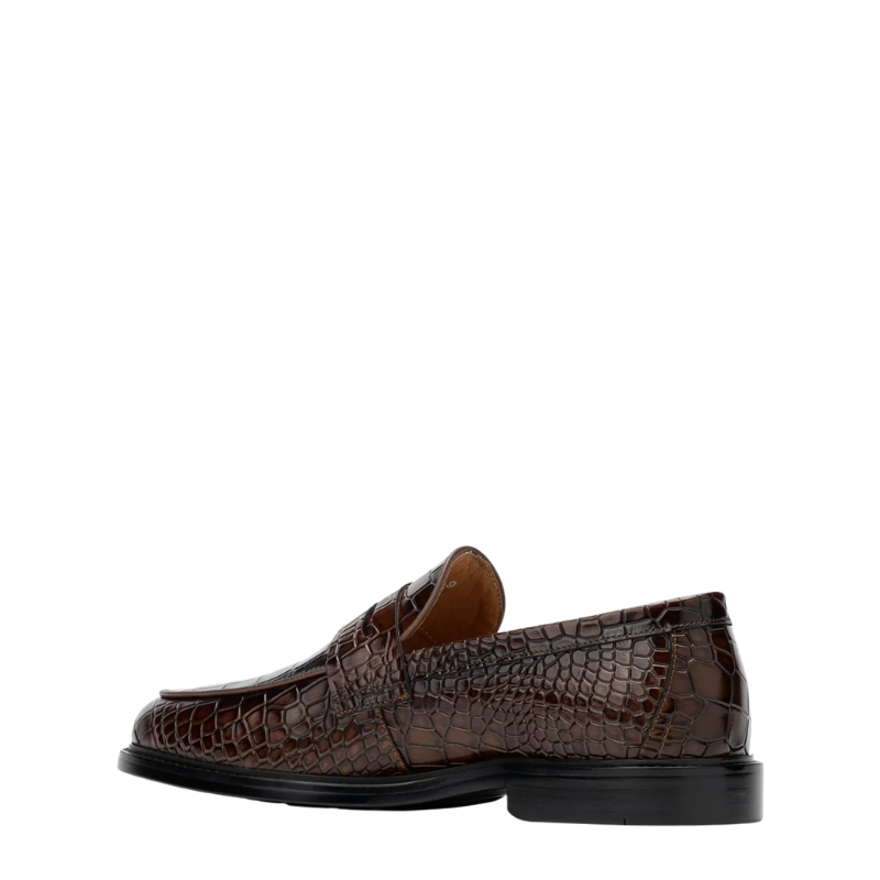 Croco Leather Printed Loafers