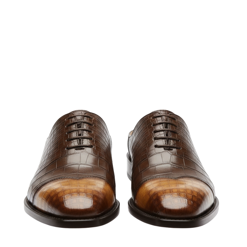Monarch Croc-Embossed Oxford Mules