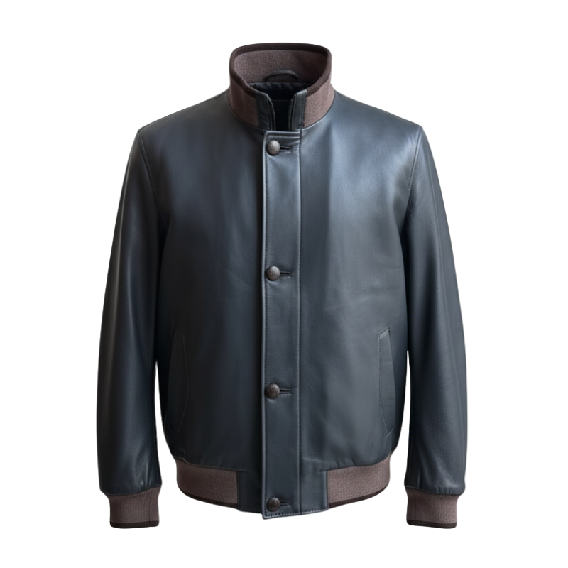 Midnight Heritage Leather Bomber Jacket
