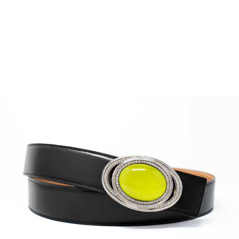 Cat s Eye Aura Silver Stones Regal Buckle