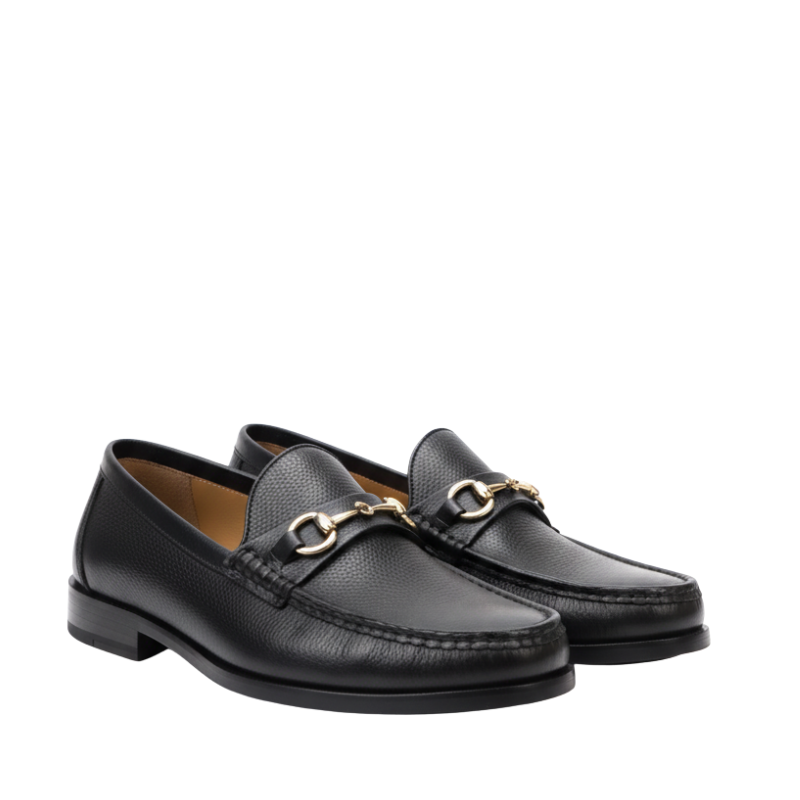 Pebbled Horsebit Leather Loafers