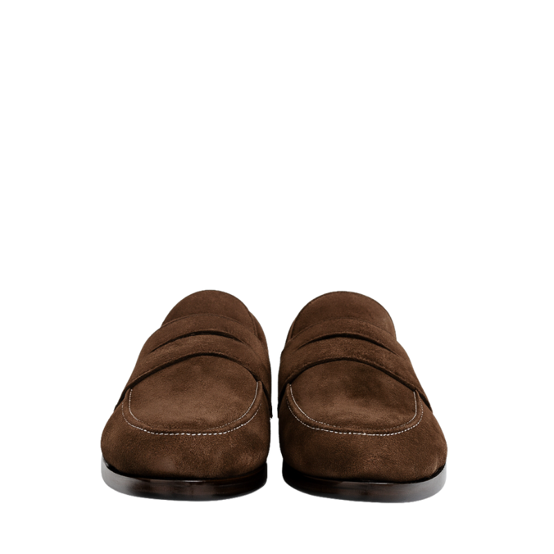 Men s Brown Suede Slip On Penny Loafer