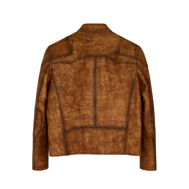 Stylish Casual Leather Zip Front Biker Jacket