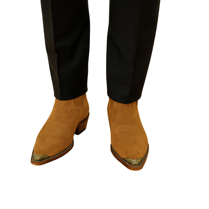 Mens Suede Leather With Side Zipper Boots