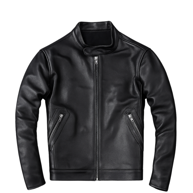 Men's Slim Fit Calfskin Leather Moto Jacket