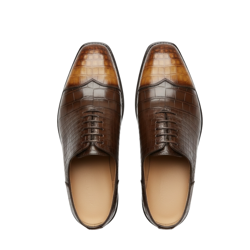 Monarch Croc-Embossed Oxford Mules