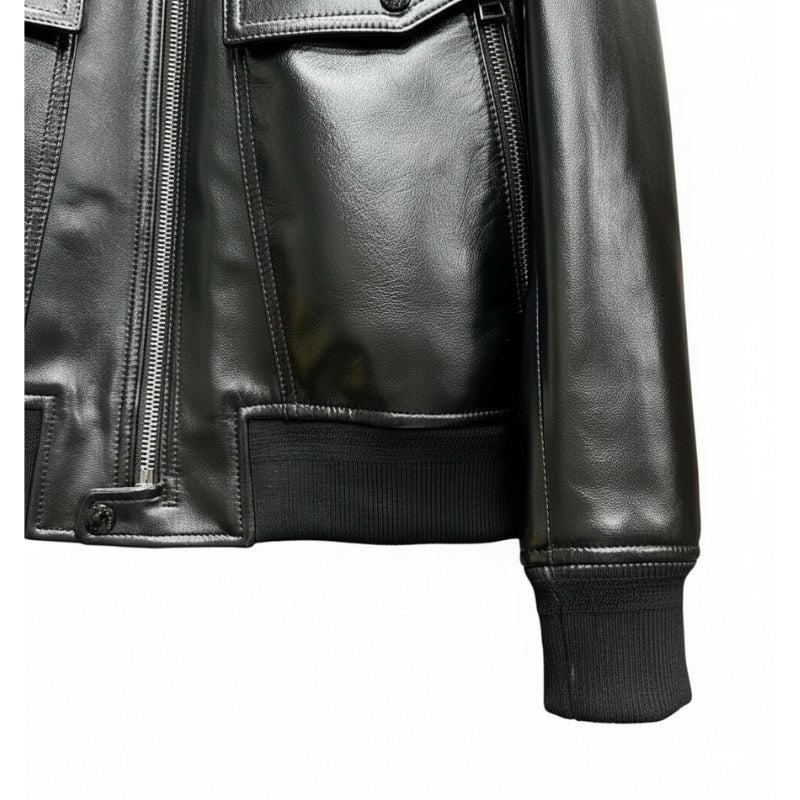 Italian Leather Stylish Bomber Jacket