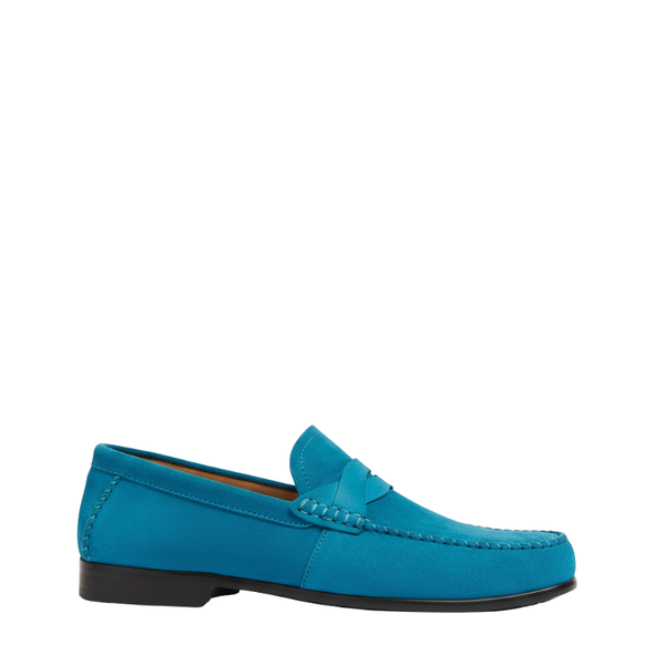 Luxury Suede Heritage Penny strap Moc Loafers - Aqua Blue